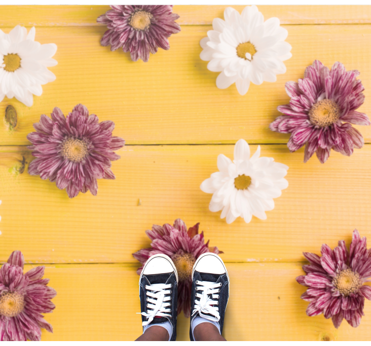 Vinyl Teppich Blumen rosa und weiße blütenblätter - TenStickers