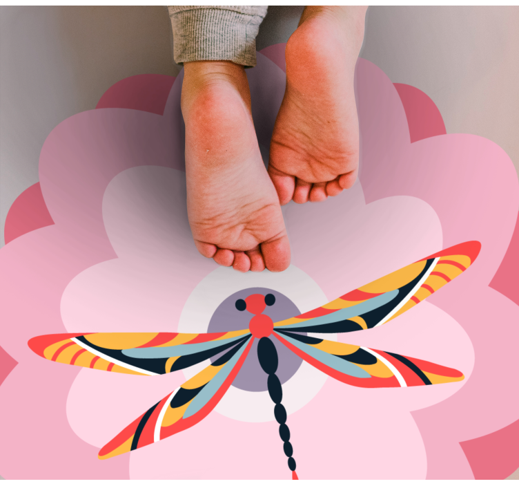 Vinyl Teppich Blumen buntes libellen-mittelstück - TenStickers