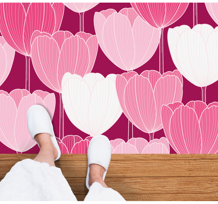 Vinyl teppich blumen mit pinken tulpenmotiven - TenStickers