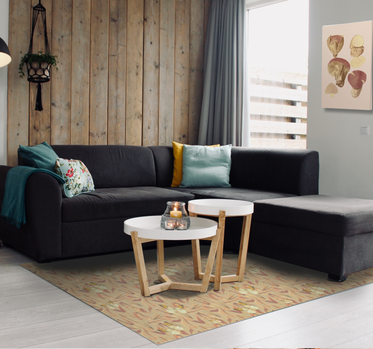 Vinyl Teppich Wohnzimmer ensemble mit blumenmuster - TenStickers