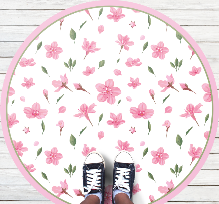 Vinyl Teppich Blumen erblühende rosa blumen - TenStickers