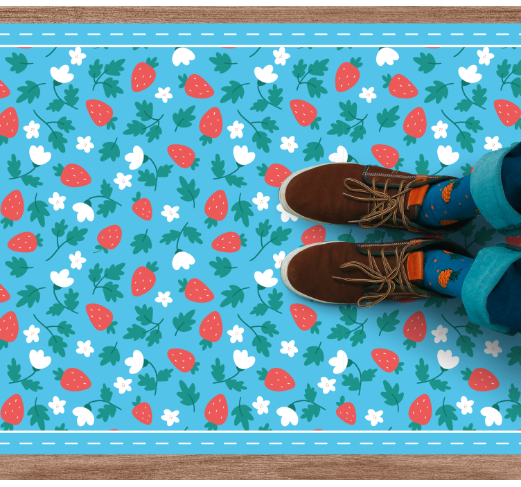 Vinyl Teppich Küche erdbeer-blumenmotiv - TenStickers