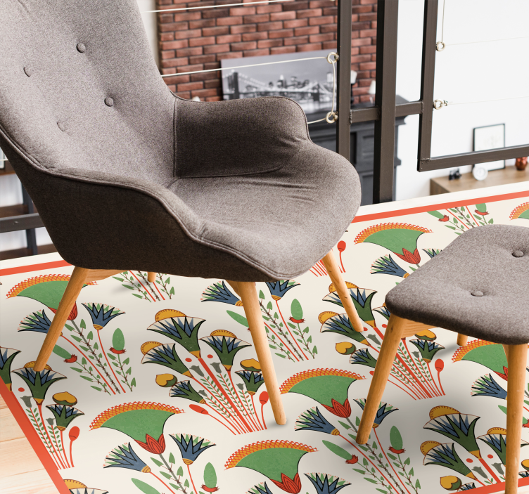 Vinyl Teppich Blumen skandinavisches vintage-muster - TenStickers