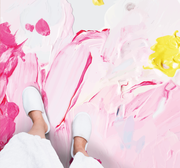 Vinyl teppich jugendzimmer mit abstrakten pinselstrichen - TenStickers