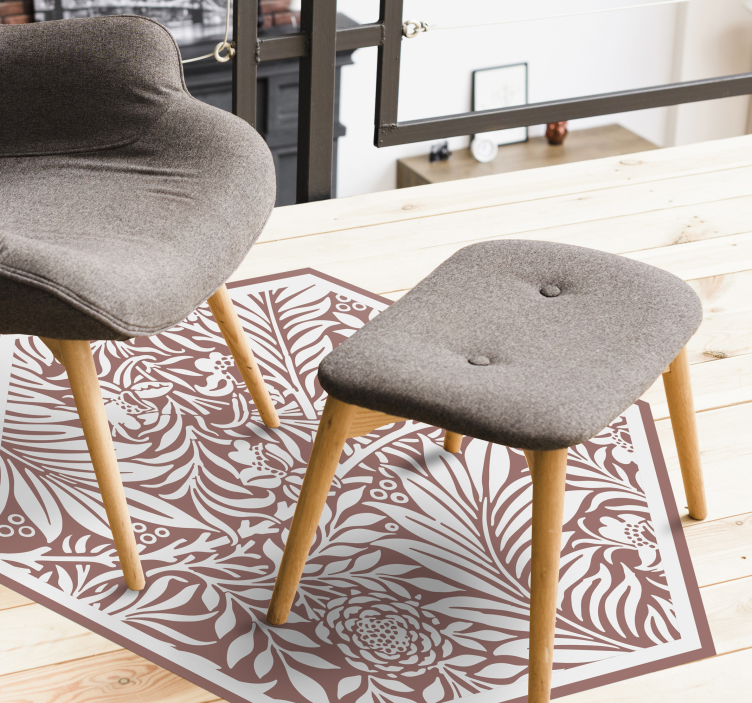 Vinyl Teppich Blumen florale symmetrie sechseck - TenStickers