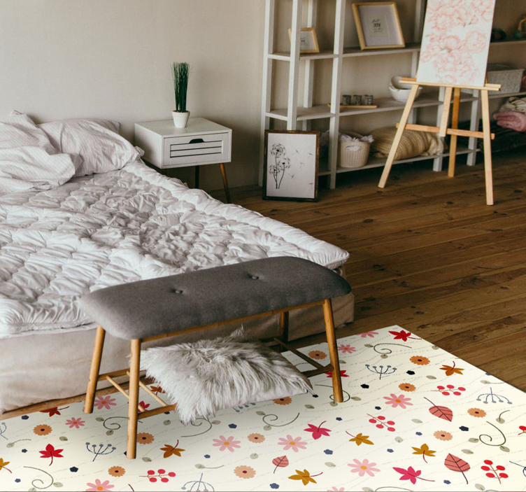 Vinyl Teppich Blumen floraler musterakzent - TenStickers