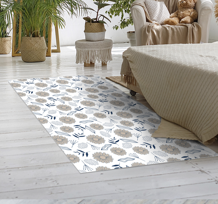 Vinyl Teppich Blumen florales botanisches motiv - TenStickers