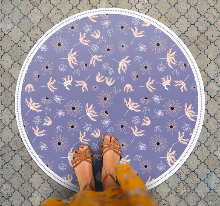 Vinyl Teppich Blumen florales lila muster - TenStickers