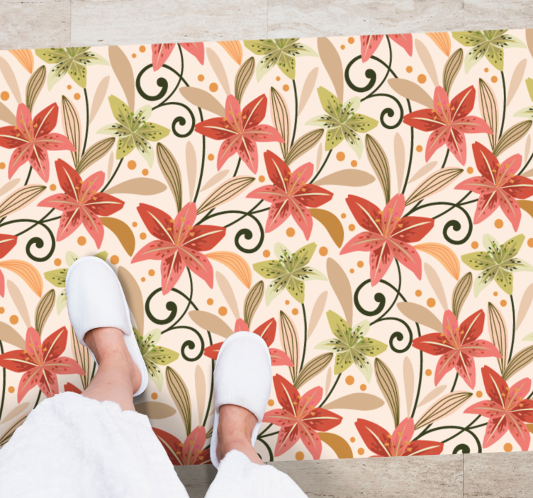 Vinyl Teppich Blumen florales wirbelmuster - TenStickers