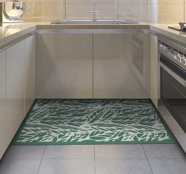 Vinyl Teppich Blumen grüne eleganz - TenStickers