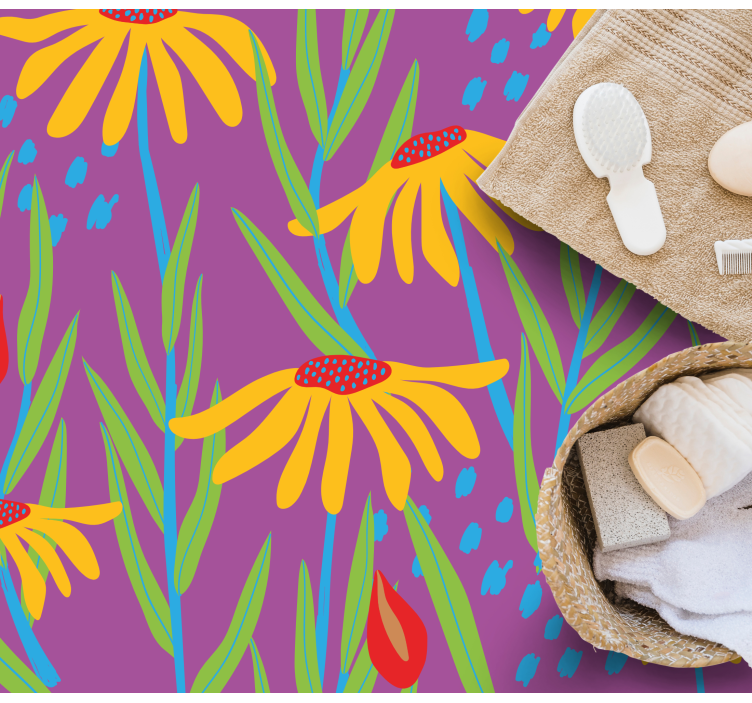 Vinyl Teppich Blumen lila botanische anordnung - TenStickers