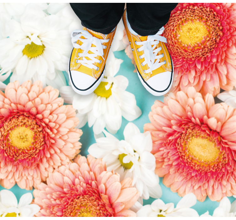 Vinyl teppich blumen in lebendigen farben - TenStickers