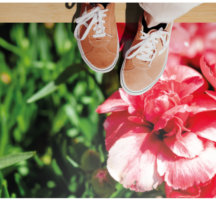 Vinyl Teppich Blumen rosa blüten und gras - TenStickers