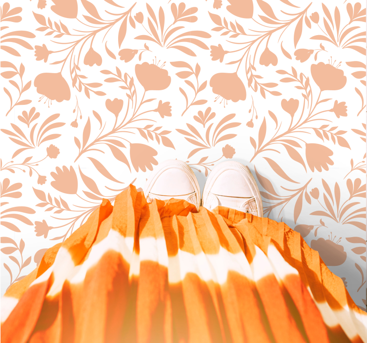 Vinyl Teppich Blumen orangenes Blumenmuster - TenStickers