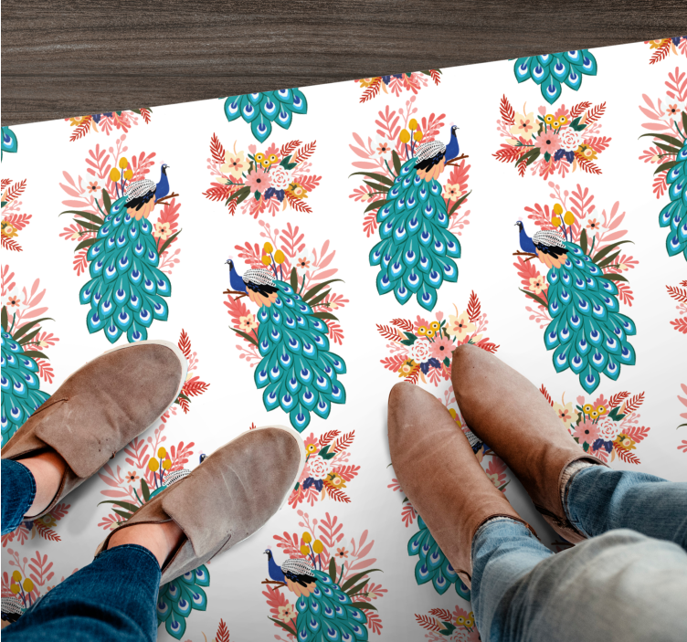 Vinyl Teppich Blumen pfauenblumenmuster - TenStickers