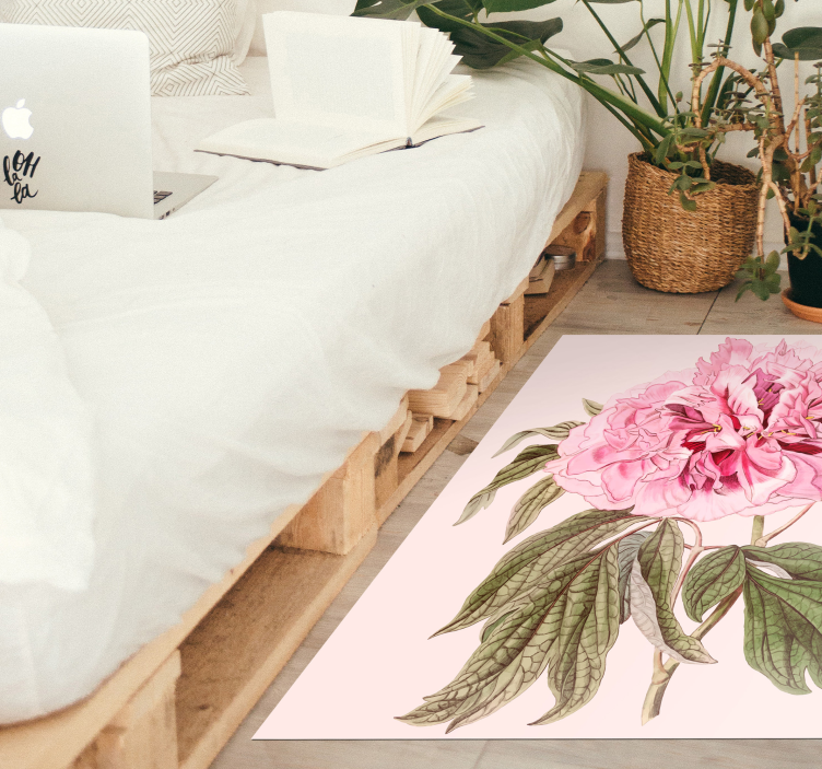 Vinyl teppich blumen pfingstrose in pink - TenStickers
