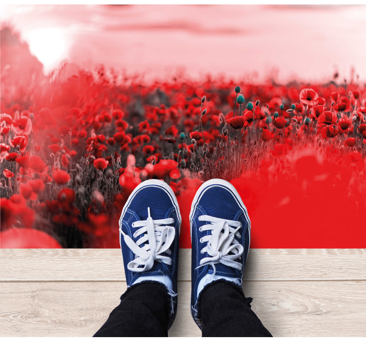 Vinyl Teppich Blumen rote blumenszene - TenStickers