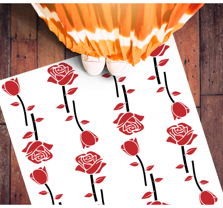 Vinyl Teppich Blumen rote rosenmuster - TenStickers