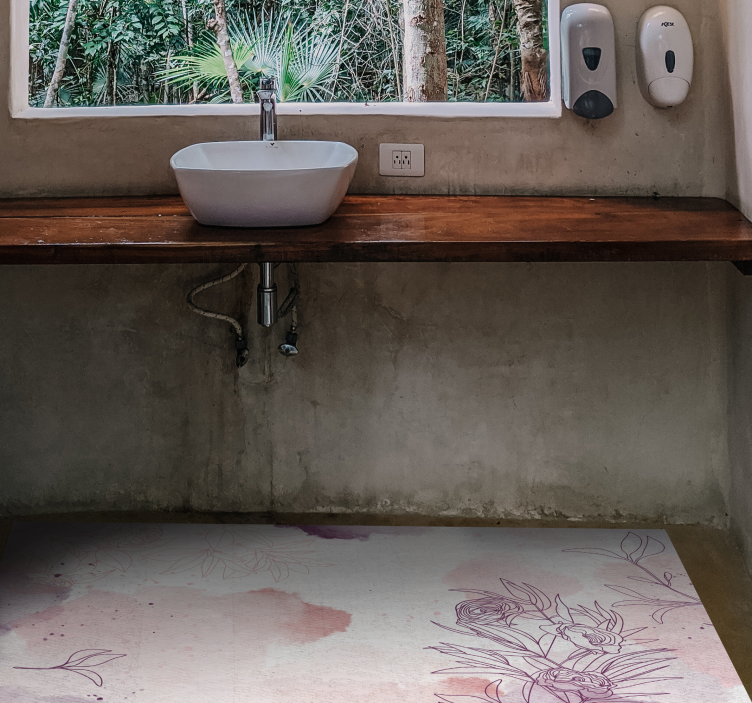 Vinyl Teppich Blumen sanfter blütenakzent - TenStickers