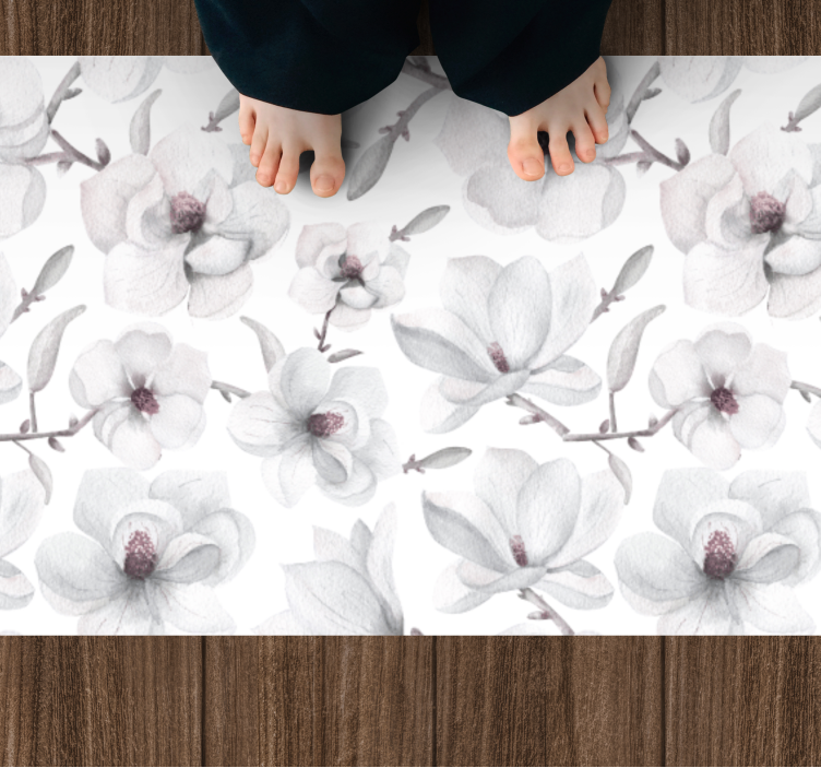 Vinyl Teppich Blumen soft grey-konzept - TenStickers