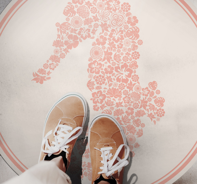 Vinyl Teppich Blumen seepferdchen-blumenmuster - TenStickers