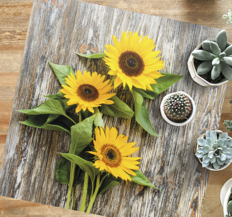 Vinylteppich Holzoptik sonnenblumenarrangement - TenStickers