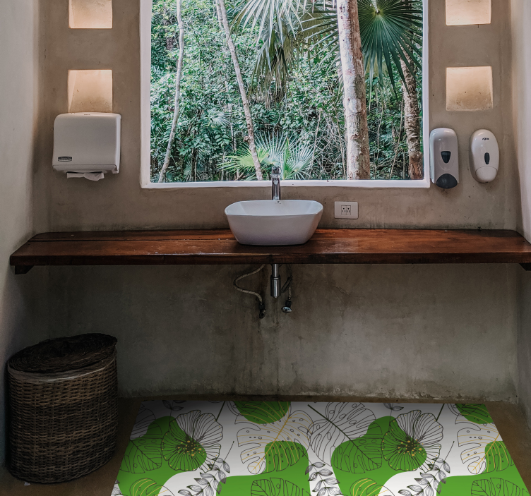 Vinyl Teppich Blumen tropische monstera - TenStickers