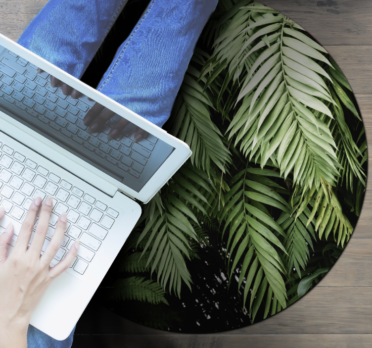 Vinyl Teppich Blumen tropischer laubkreis - TenStickers