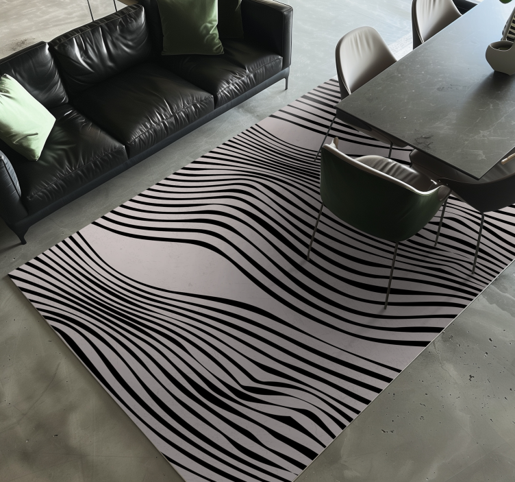 Vinyl Teppich Esszimmer schwarze abstrakte Linien - TenStickers