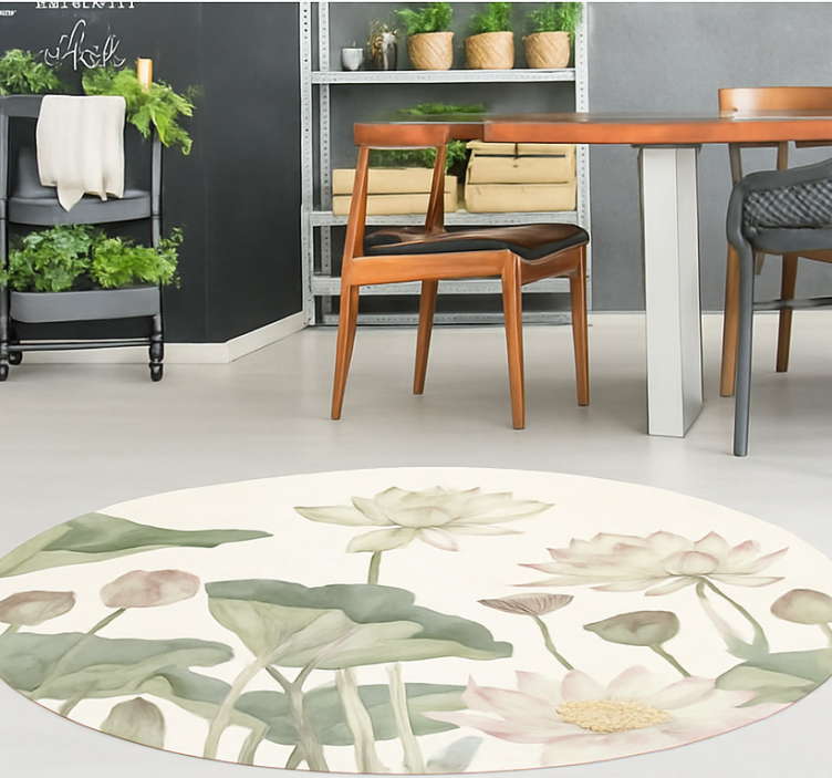 Vinyl Teppich Esszimmer wässrige botanische blüten - TenStickers