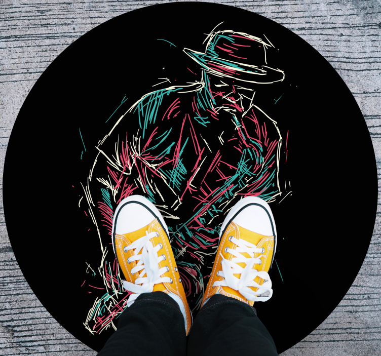 Vinyl Teppich rund auftritt eines jazzmusikers - TenStickers