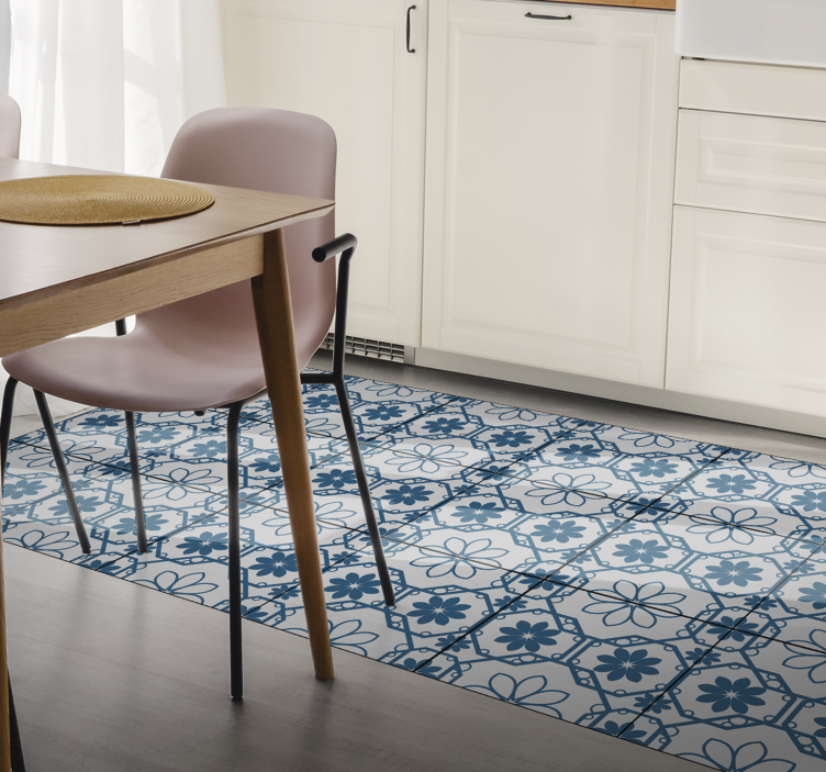 Vinyl Teppich Fliesenoptik blumenmosaikfliese - TenStickers