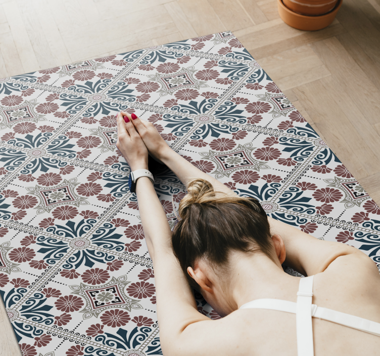 Vinyl Teppich Fliesenoptik botanische anordnung - TenStickers