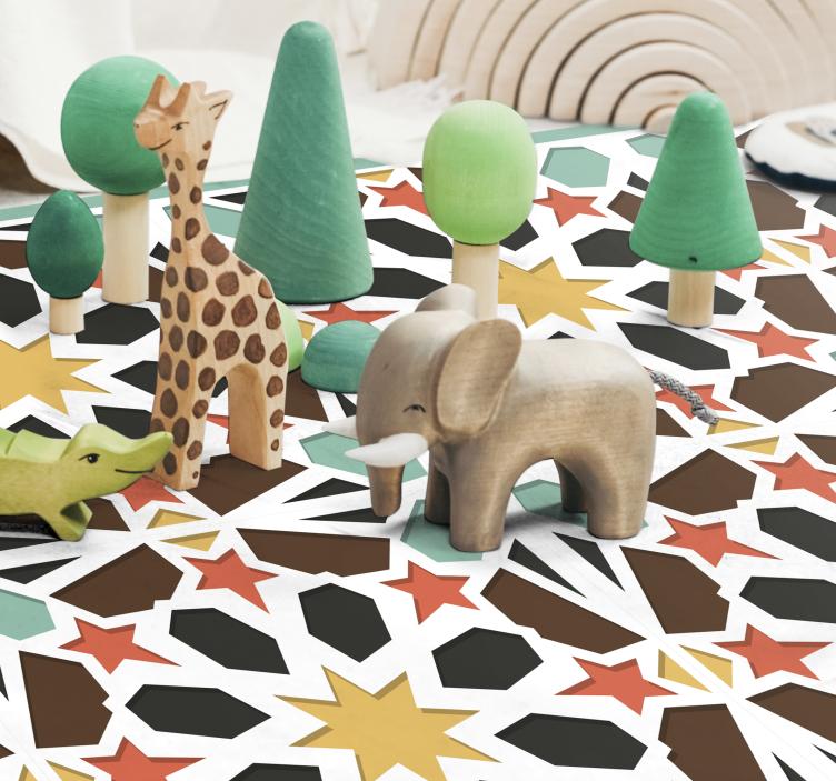 Vinyl Teppich Fliesenoptik bunte sternenfliesen - TenStickers