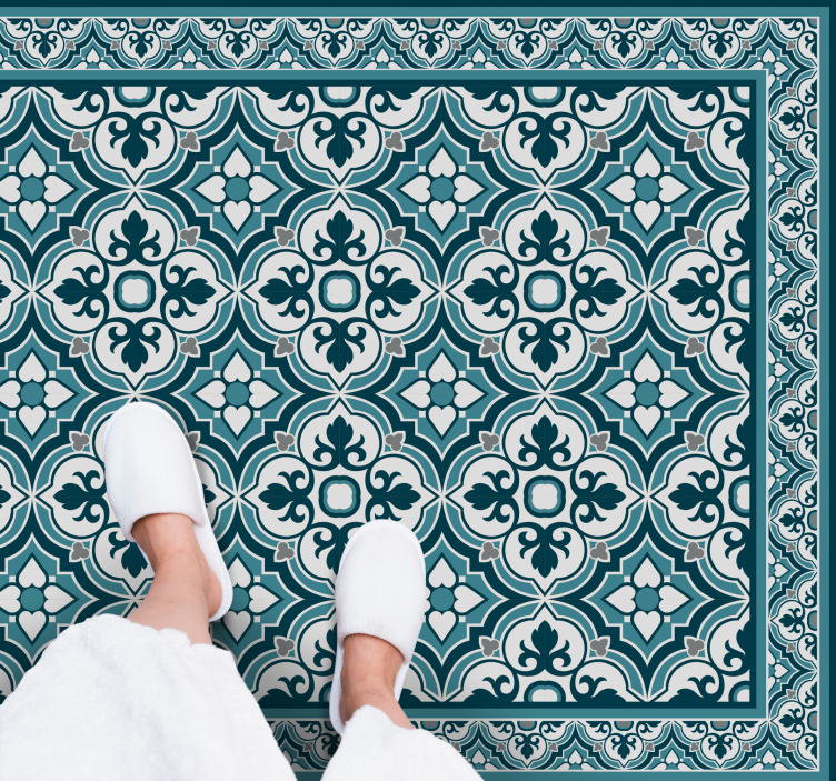 Vinyl teppich fliesenoptik elegantes blau muster - TenStickers