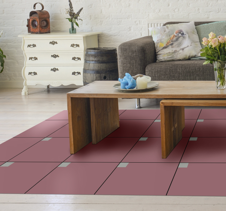 Vinyl Teppich Wohnzimmer rosa quadrate - TenStickers