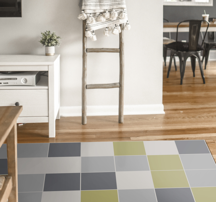 Vinyl Teppich Fliesenoptik graugrünes Design - TenStickers