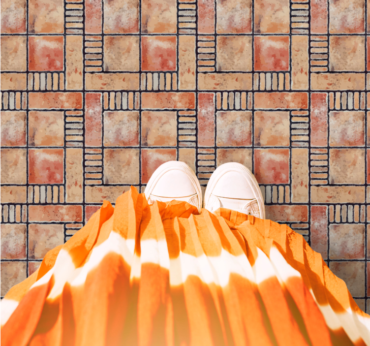 Vinyl teppich fliesenoptik kreuzmuster - TenStickers