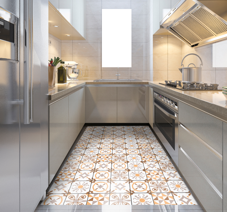 Vinyl Teppich Fliesenoptik kunstvoll gemustert - TenStickers