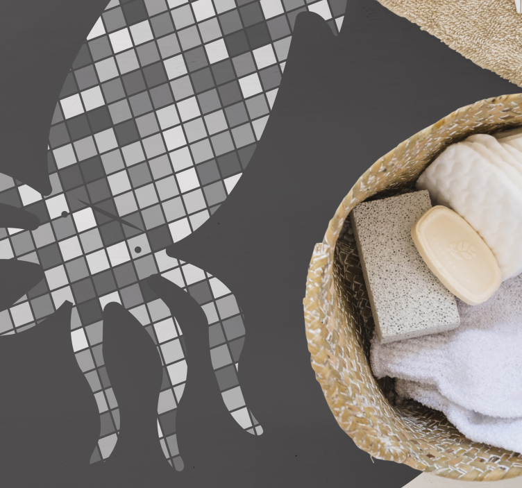 Vinyl Teppich Fliesenoptik mosaik tintenfisch silhouette - TenStickers