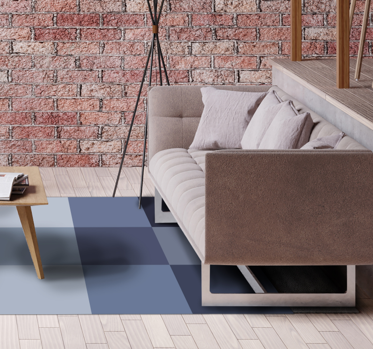 Vinyl Teppich geometrisch blau kariertes muster - TenStickers