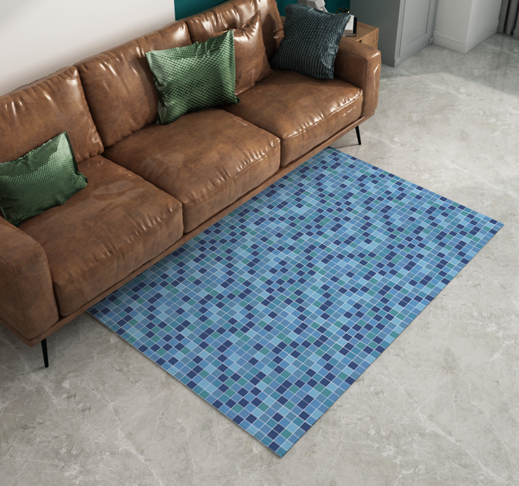 Vinyl Teppich geometrisch blaues Mosaikmuster - TenStickers