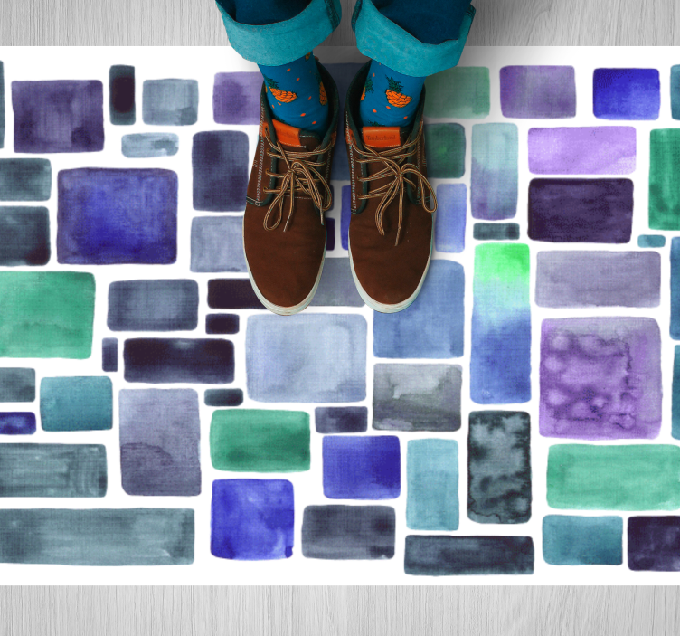 Vinyl teppich imitation in blauem blockmuster - TenStickers