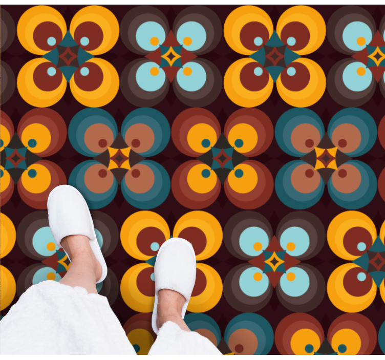 Vinyl Teppich Fliesenoptik buntes kreisförmiges muster - TenStickers