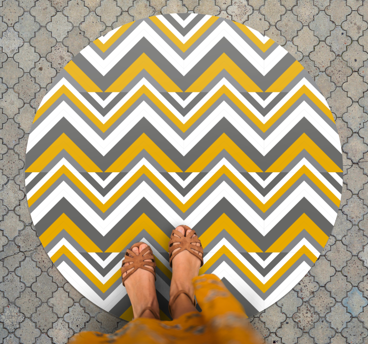 Vinyl teppich geometrisch chevron grau und gelb - TenStickers