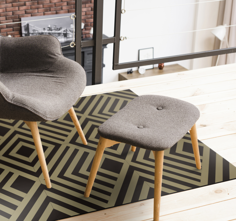 Vinyl Teppich geometrisch beige eckige streifen - TenStickers