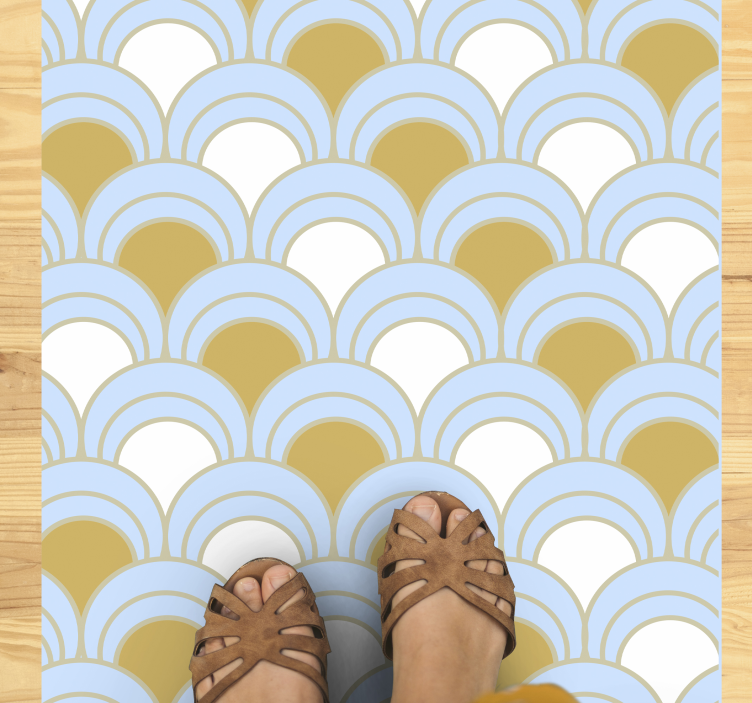 Vinyl Teppich geometrisch blaues geschwungenes muster - TenStickers