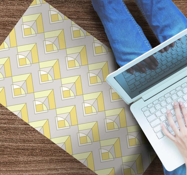 Vinyl Teppich geometrisch gelbes und graues muster - TenStickers