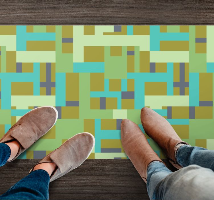 Vinyl Teppich geometrisch grüne farbsegmente - TenStickers