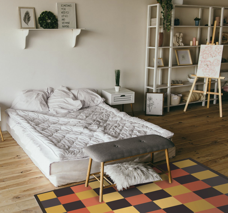 Vinyl Teppich geometrisch geometrisches schachbrett - TenStickers